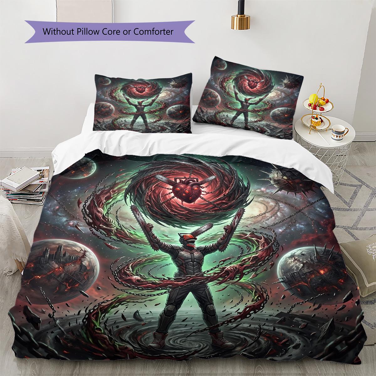 

Chainsaw Man Pattern Bedding Quilt Set Quilt Cover Pillowcase Home Decoration Birthday Gift (1 * duvet cover + 2 * pillowcase, without core) 135x200cm