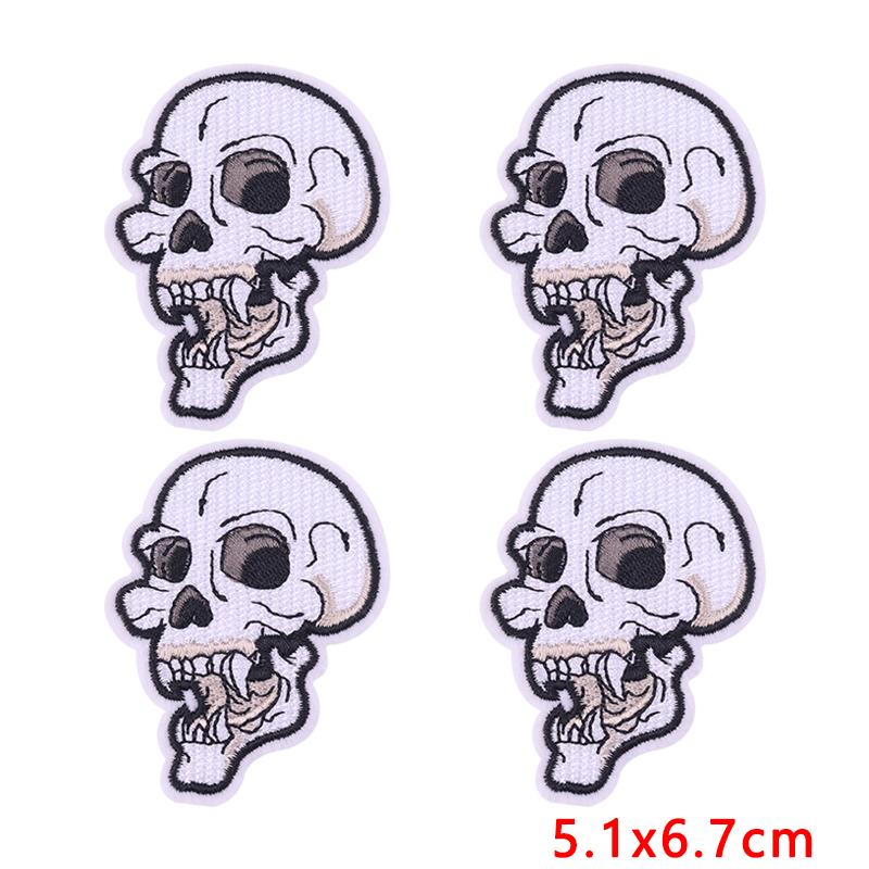 10Pcs Punk Skull Iron On Patches for Clothing - Gothic Headphone Mushroom Embroidered Patches On Clothes Jackets DIY Decor