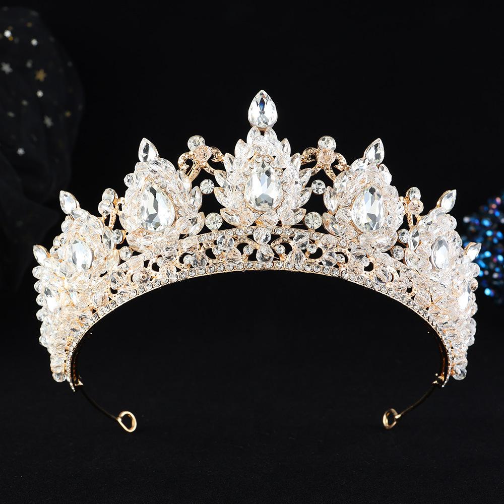 DIEZI Handmade Elegant Bridal Crystal Beads Tiara For Women Girls Wedding Party Luxury Queen Crown Hair Dress New Accessories