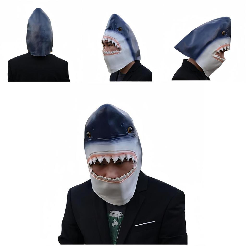 Shark Latex Mask For Cosplay And Costume Parties Halloween And Carnival
