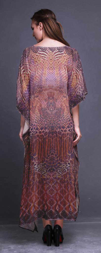 Phagun Tiger Face Animal Beach Kaftan Bikini Cover Up Womena    S Maxi Dress Long