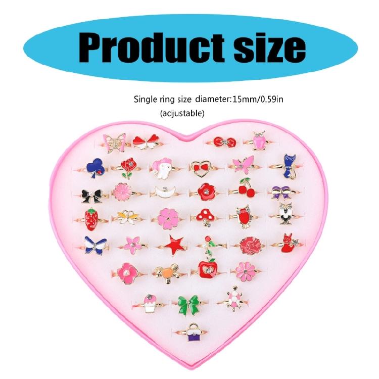 36 Pieces Kids Adjustable Rings Set Comfortable and Safe Finger Jewelry for Dress Up Imagination Boosting Accessories