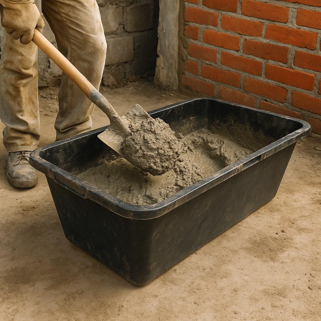 Kastra Budowlana Prostokątna 60L Czarna Na Zaprawę Beton Odporna Pojemnik