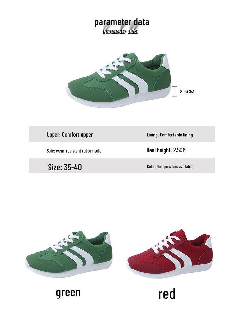 Spring/Summer 2025 Women's Forrest Gump Canvas Shoes - Green, Low-Top, Round Toe, Plus Size Available