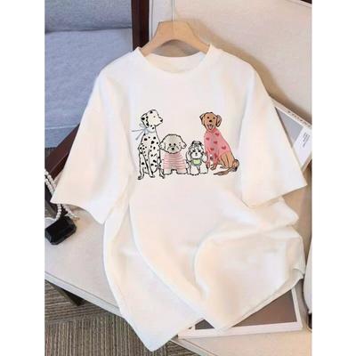 Europäische Größe Reines T-Shirt für Damen Kurzärmelig Nischen-Design und Design-Print 2026 Sommer Neu Locker Halbärmeliges Schlankes Top für Damen
