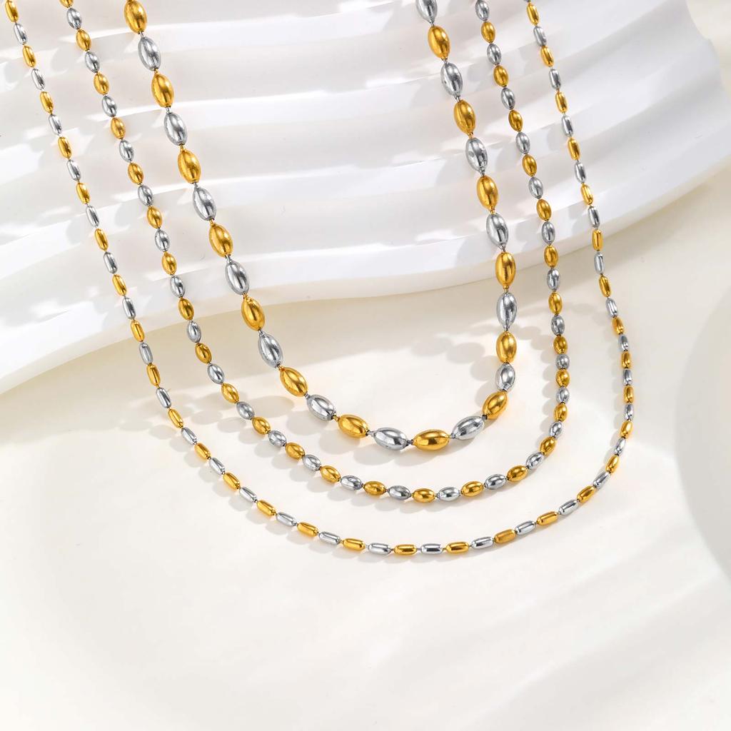 Classic Olive Bead Chain Necklace for Women,Minimalist Stainless Steel Necklaces,Trendy Jewelry Gift