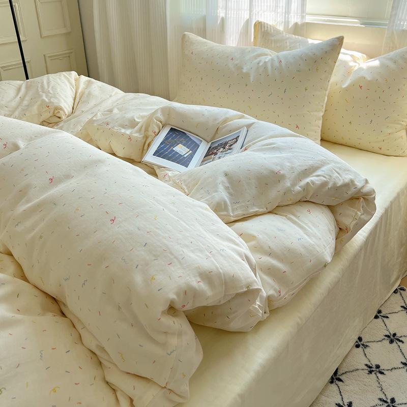 Pure Cotton Bedding Set Four-piece Set Skin-friendly Breathable and Comfortable Bed Sheet Quilt Cover Pillowcase