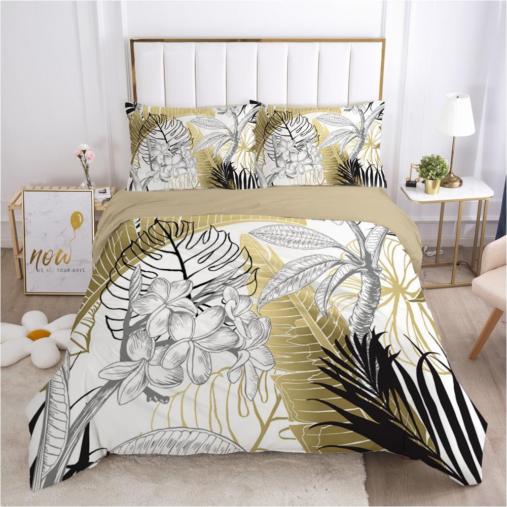 Zuhause 3D Digitaldruckmuster Bettbezug Kissenbezug Schlafzimmer Bettwäsche dreiteiliges Set Heimtextil