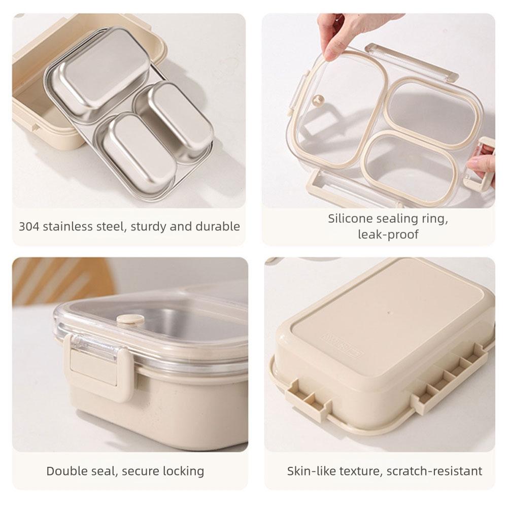 Bento Box With 3 Compartments Portable Large Capacity On-the-Go Meals