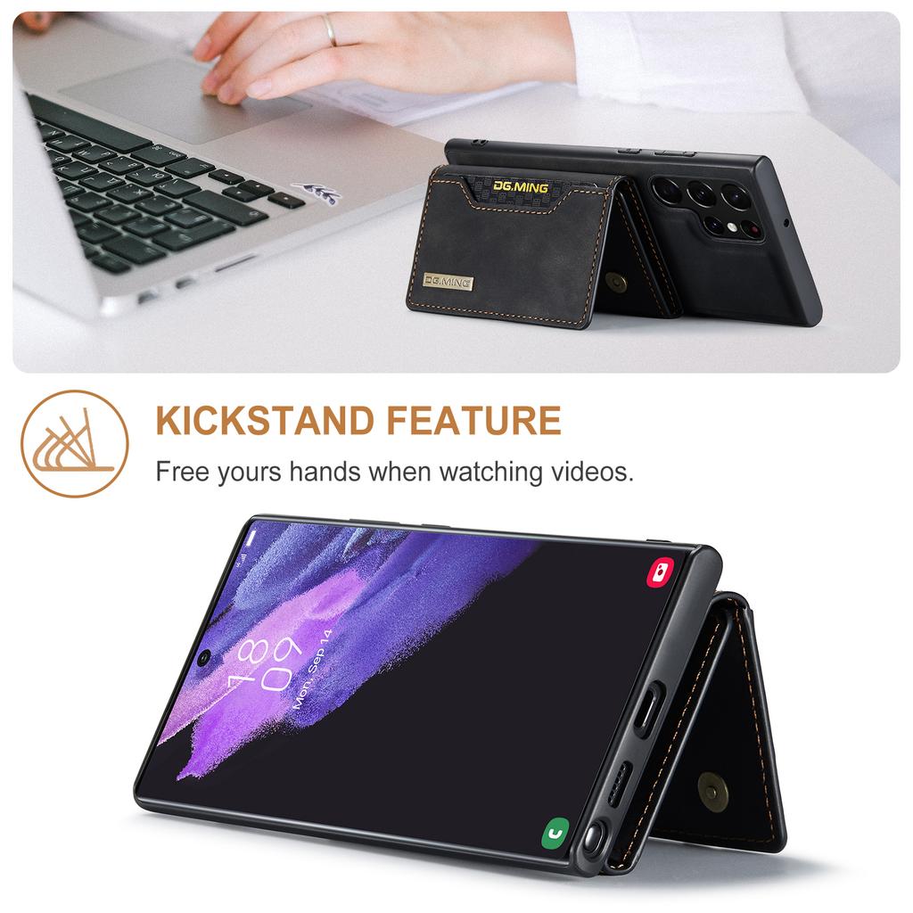 DG.MING M2 Series pro Samsung Galaxy S24 Ultra Pouzdro Kryt se stojánkem s Odnímatelnou Magnetickou Peněženkou