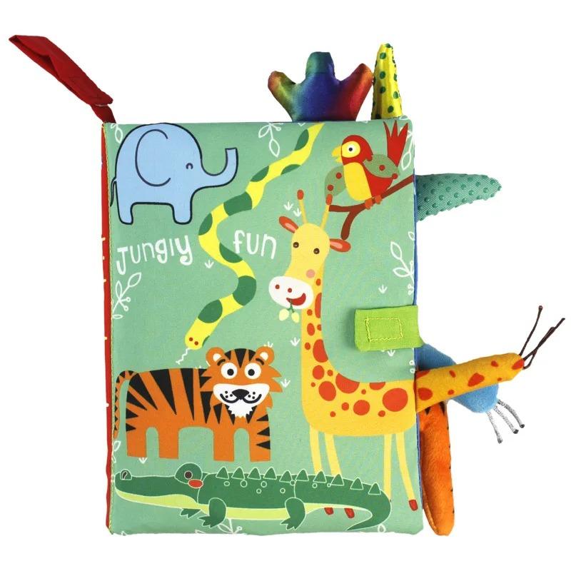 Hot Sale 0-36Month Baby Early Learning Educate Toy Tail Cloth Book Parent-child Interactive Sound Paper Puzzle Cloth Book Rattle