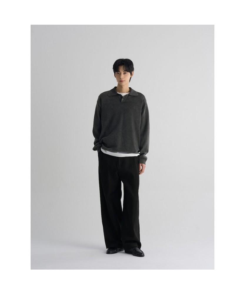 8SECONDS Garment Dyed Collared Neck Knit Ash