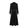 French Elegant Black Mesh Long Sleeve Waist-Cinching Slim Dress for Women