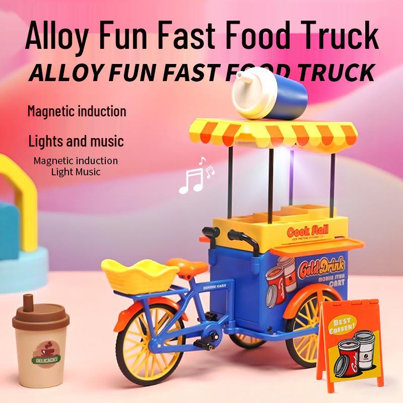 

TikTok Trending Pretend Play Fast Food Truck Toy - Alloy Car Model Tricycle
