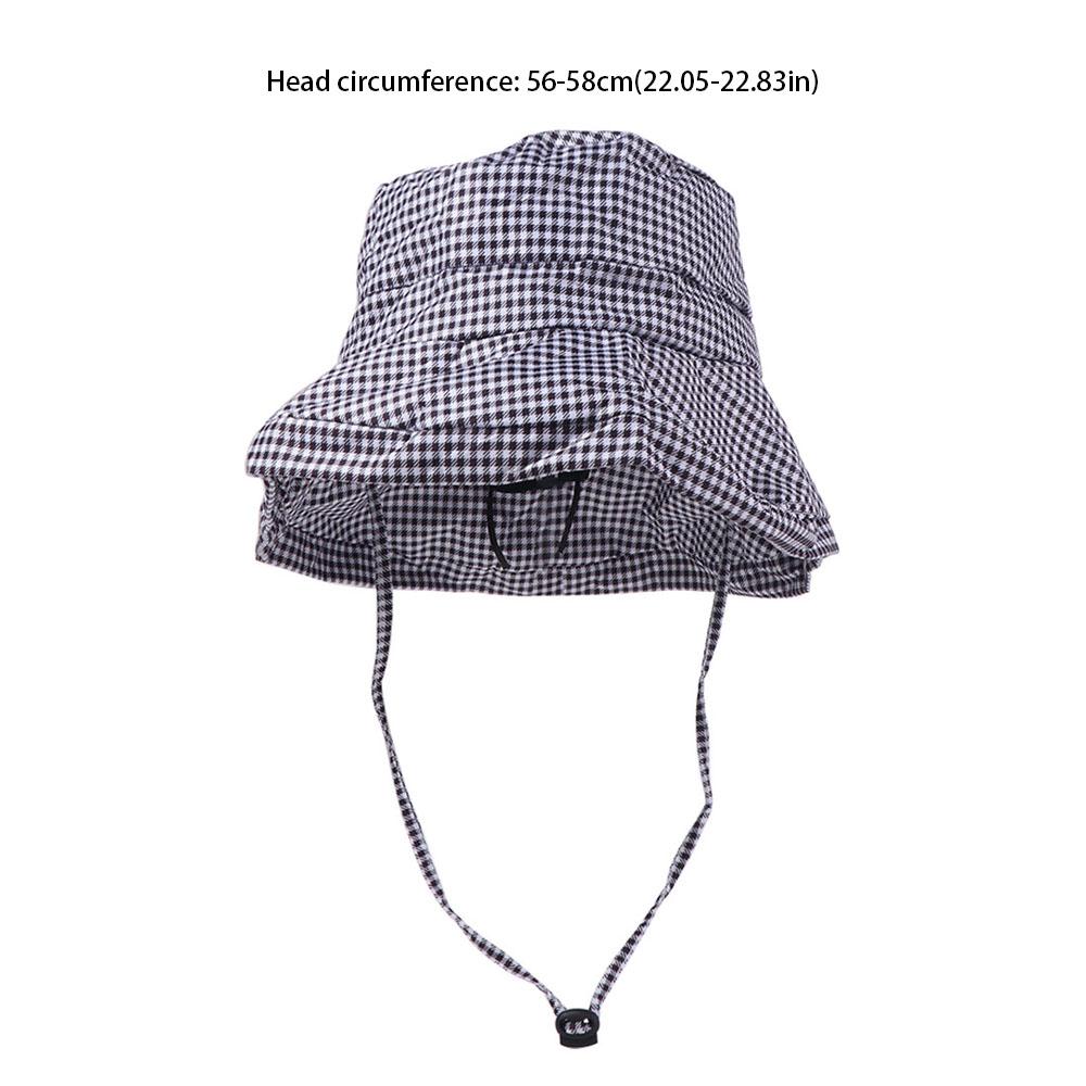 Korean Style Drawstring Bucket Hats Summer Fisherman Hat Fashion Plaid Sun Hats  Travel