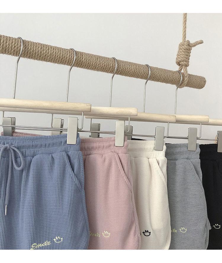 Summer 2023 Women's High-Waist Waffle Shorts - Korean Style Loose Fit, Wide Leg, Ideal for Home & Outdoor Wear