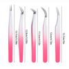 Eyelash Tweezers Extension Gradient Rose Red Stainless Steel Superhard Tweezers With Fiber Tips High Precision Ant-Static Tweez