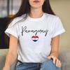 Paraguay Flag Heart Unisex T-shirt Paraguay Love Tee White Sand Blue
