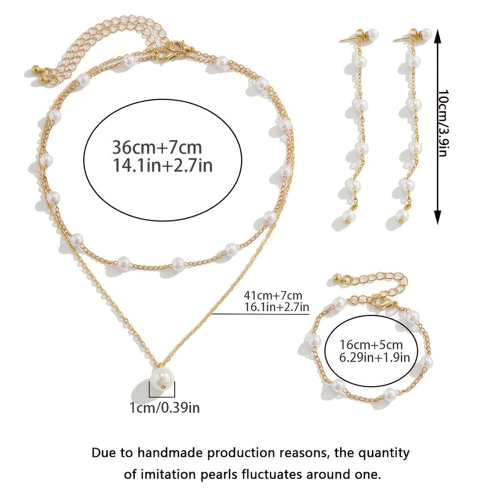 Elegant French Retro-style Faux Pearl Necklace, Earrings, and Bracelet Set for Women, Suitable for Fashion Gifts, Parties, Dates, and Everyday Wear