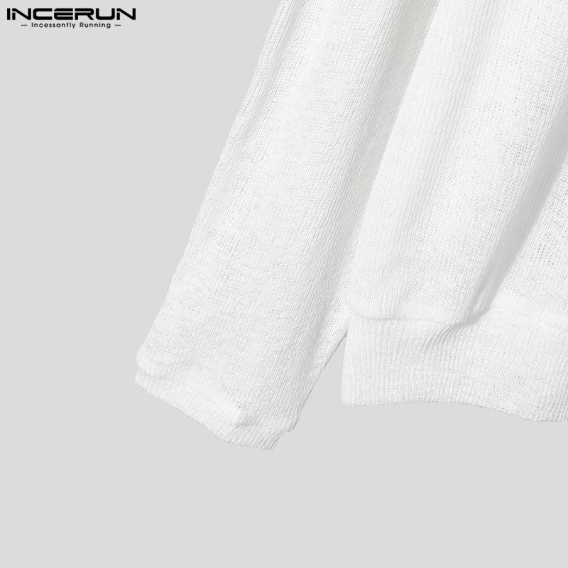 INCERUN Men Autumn Long Sleeve Thin Knitted Pullover Tops Undershirts