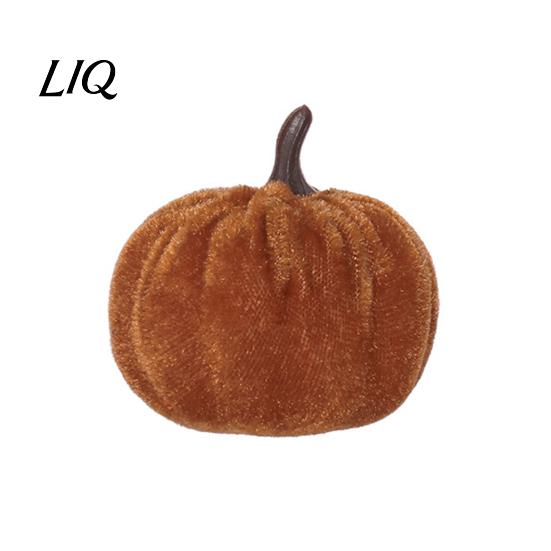 Durable Stuffed Pumpkin Ornament Small Velvet Thanksgiving Table Centerpiece, Halloween Soft Festive Home Decor for Fall Harvest Farmhouse Decoration