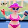 Durable Car Figurine Solar Dashboard Decoration, Cute Beach Girl Swing Cartoon Style Ornament Ornament, Couple Dancing Figure for Vehicle Interior