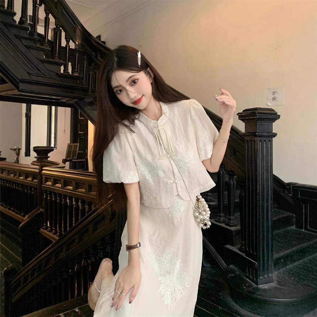 New Chinese-style Fringed Disc Buckle Temperament Short-sleeved Shirt High Waist Skirt Women's Summer 2026 New Fashion Suit