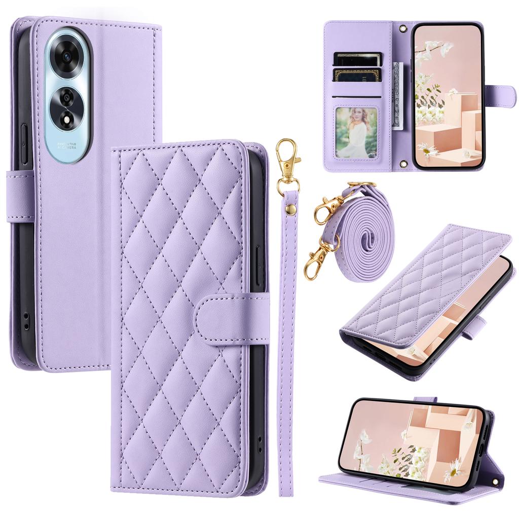 For Oppo A60 4G Wallet Case Rhombus Grid PU Leather Phone Cover