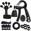 Verstellbarer Zähl-Handtrainer 5er-Set: Unterarmtrainer, Finger-Dehnseil, Griffring & Stressball für Krafttraining