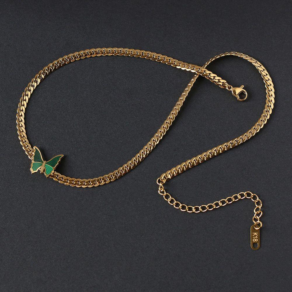 Steel Female Butterfly Pendant Necklace Clavicle Chain Women Necklace Sweater Chain Necklace
