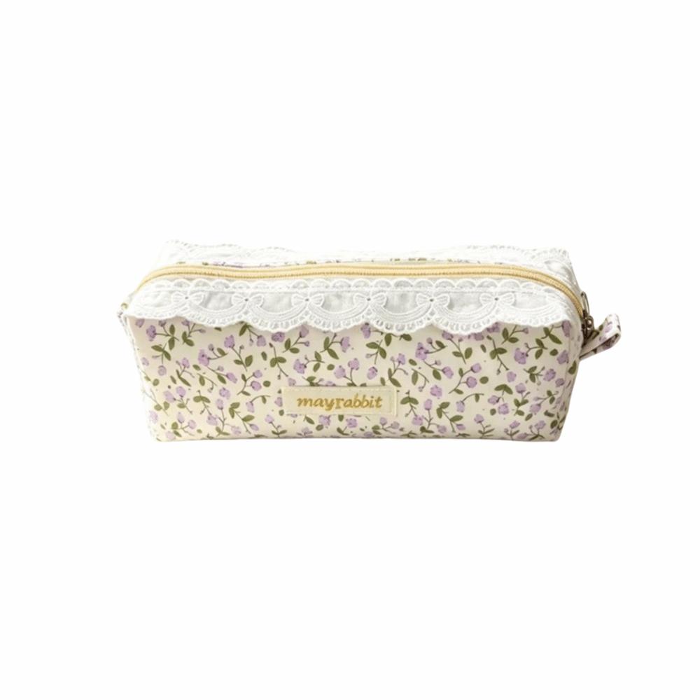 Zipper Floral Pencil Case Cotton Stationery Pouch New Pencil Pouch School Supplies