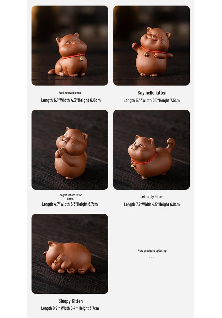 Charming Lucky Cat Purple Clay Tea Pet for Home or Office Decor
