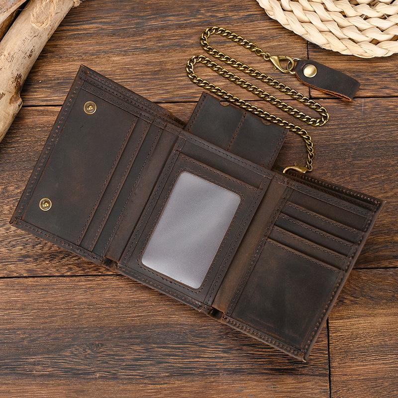 Cowhide Short Wallet Luxury Brand Men 2026 Clip Purse Wallet Chain Male Card Holder Genuinie Leather Coin Purse Dropshipping