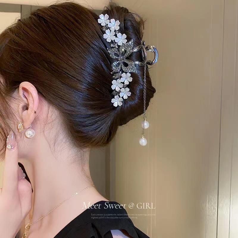 Lily of the Valley Butterfly Tassel Hair Claw - Large High-End Summer Headwear for Women