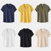 New Summer Cotton-Linen Blend Short-Sleeved Shirt for Men Casual Half-Sleeved Cardigan Shirt Lightweight Shirt for Men