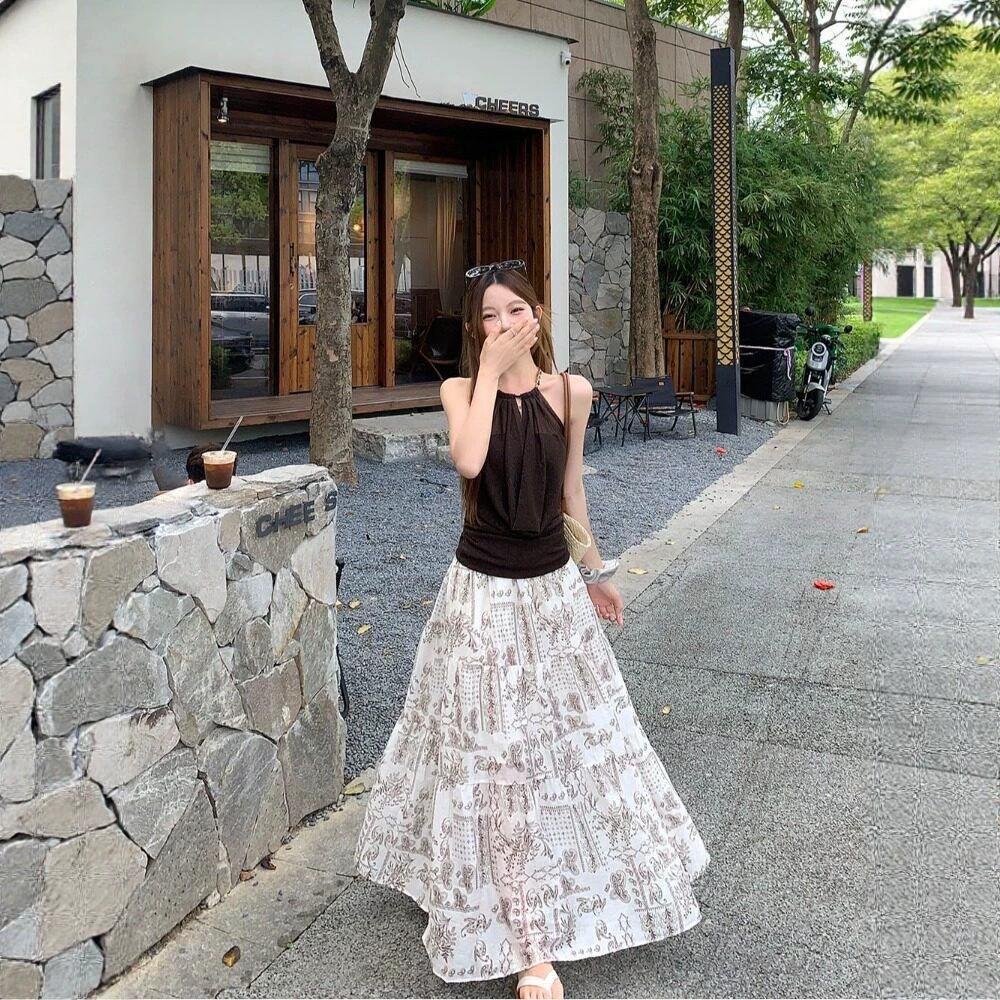 Suspender Vest for Women's Summer Wear, Spice Girl Wears a Backless Design, Sweet and Cool, Slim-fitting Short Sleeveless Neck Top