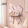 Pink Decorative Wall Shelves Cute Bow Wooden Shelf, Shaped Display Rack, Mount Mounted Bedside Shelf Storage for Bedroom Vanity Room, Small Plants Tie