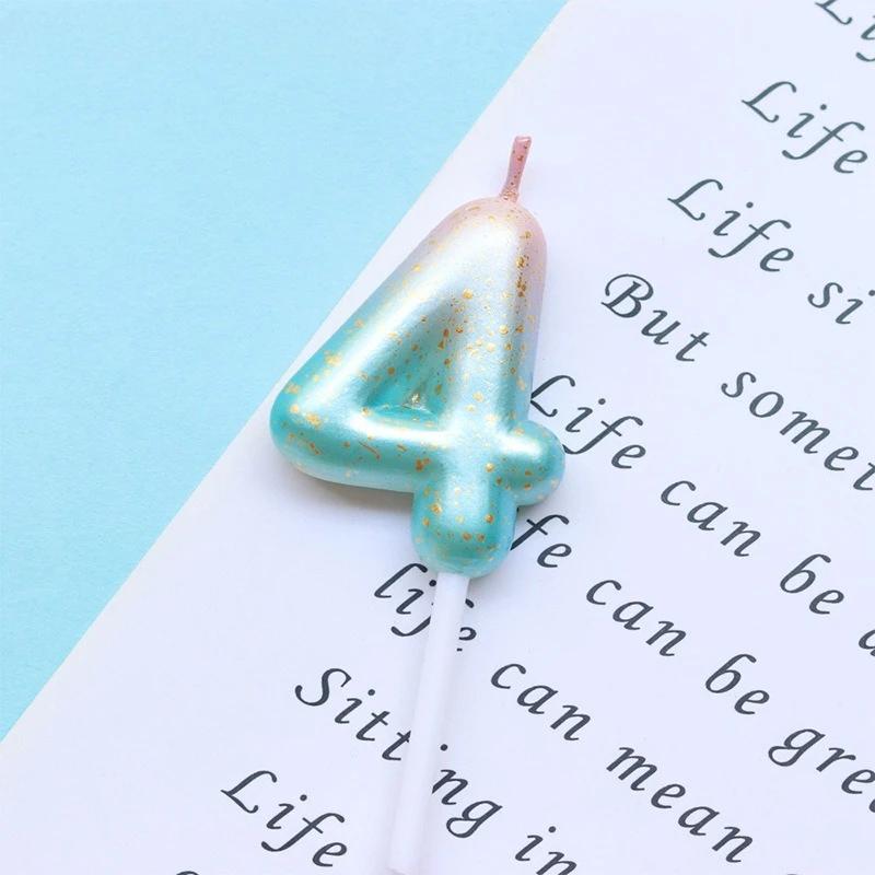 Happy Birthday Cake Decorated Interstellar Digital Colorful Candle Children's Delicate Candy Color 0-9 Number Candle Party Decor