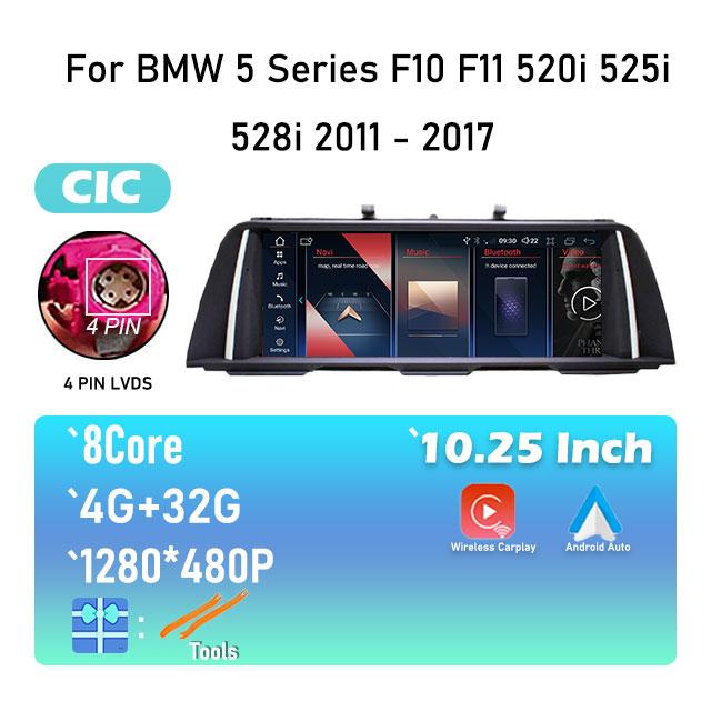 

For BMW 5 Series F10 F11 520i 525i 528i 2011 - 2017 CIC NBT System 10.25 Android 14 Car Radio GPS Navigation Video Player