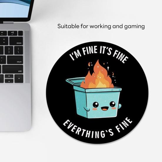 1/2/3Pcs Flaming Dumpster Mouse Pad Round Waterproof Home Office Gaming Computer Laptop Mousepad Desk Mat with Non-slip Rubber Base PC Accessories
