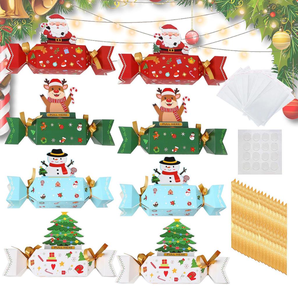 8pcs Christmas Money Pull Pouch Funny SurpriseBox Money Gift Box Money Pull Box With 80 Transparent Bags For Kids Adults