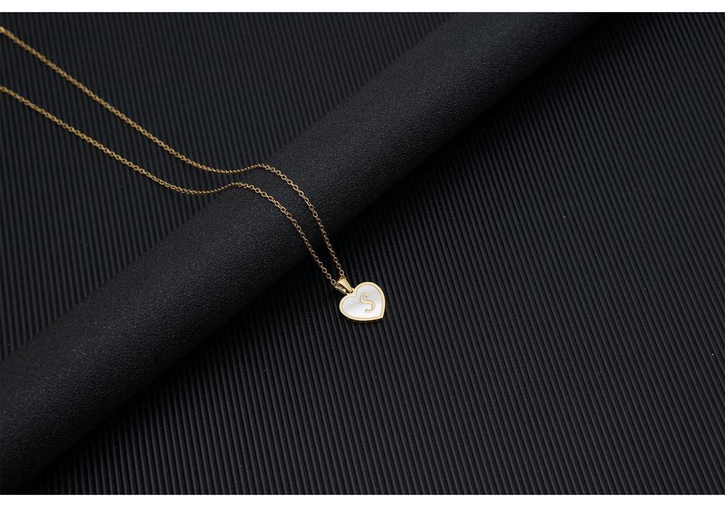 Gold Shell Pendant Necklace with English Alphabet - European & American Trend In Titanium Steel Chain