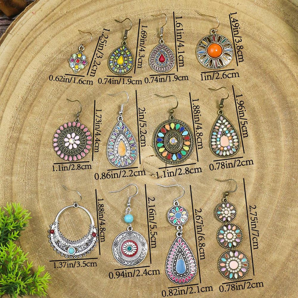 Nouvelles Boucles d'Oreilles Bohémiennes en Alliage Goutte Ronde Huile Multicolore Zircons Tournesol Ornement Distinctif Cadeaux Fête