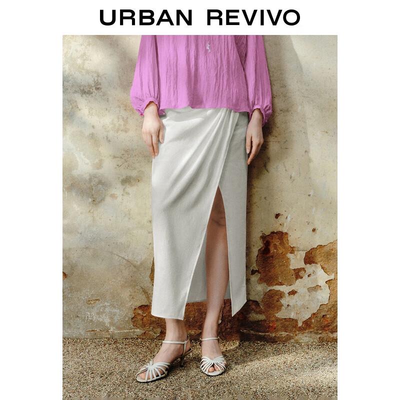 UR 2025 Women s Modern Chic Pleated Straight Long Skirt XS