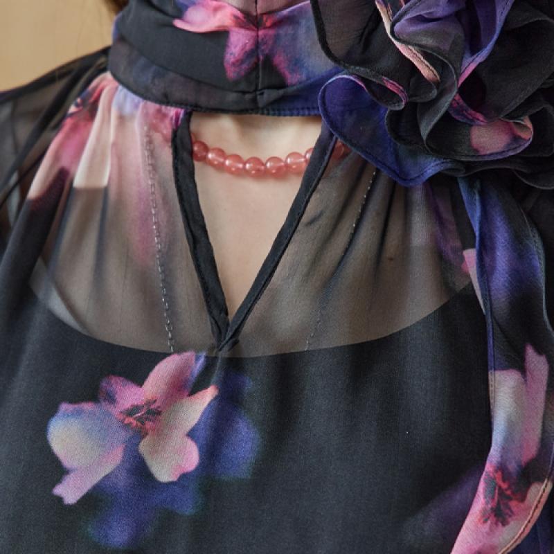 MAXZA High Neck Chiffon Blouse With Flower Corsage Ze05qb013nh