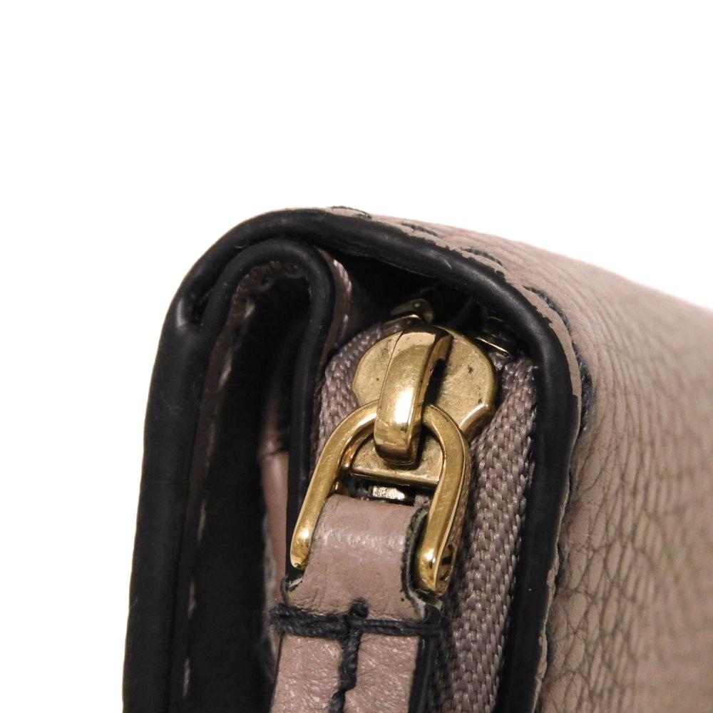 Used Bee Compact Zip Wallet (10656) S8001CVQR 7941, Bee Grain Calfskin, Snap Button, CD Logo, Rose Beige, Women's from