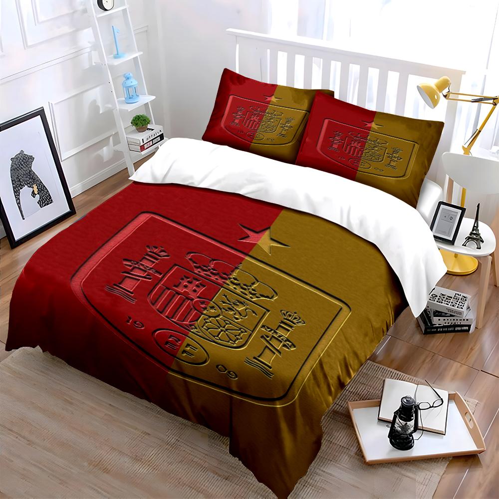 Spanish Flag Crest Bedding Set Bedding Duvet Cover Set Duvet Cover Pillowcases Home Decor (1 * Duvet Cover 2 * Pillowcases, without duvet insert)