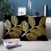 1 Stück - 2D Flachdruck Schwarze Kissen mit goldenem Blattmuster Polyester Kissenbezug Sofa Dekokissenbezug