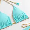 2 pçs/1 conjunto sexy gravata cintura maiô feminino sexy biquíni sólido beachwear verão maiô push up banho de corte alto tanga conjuntos biquinis
