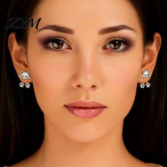 Minimalist Versatile Jewelry 1 Pair Cute Funny Cat Earrings for Women, Teens Girls, Creative Lover Gifts Mini Animal Stud Earrings, Statement